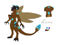 Esmie Ref by StationarySpoon - dragon, female, reference sheet, ref, ref sheet, reference, refsheet, referencesheet, honey dragon, esmie
