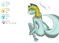 Silvana by Harleking - sketch, naked, fox, female, silver fox, colors, colored, blonde hair, surprised, shaded, silver fur