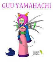 Guu Yamahachi by metalzaki - female, glasses, tail, wings, horns, kimono, oni, character ref, guu yamahachi