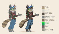 Eli Ref by GotQuestions - raccoon, male, reference sheet