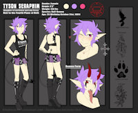 ✰ Tyson Seraphim ✰ by Aeyote - female, reference sheet, demon, demoness, humanoid, half-demon, solo female, half-human