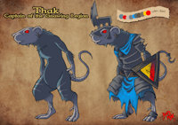 Thak, Captain of the Gnawing Legion by RedPox - male, reference sheet, rat, rodent, armour, skaven, redpox