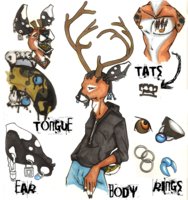 Dank- Accessory Ref by baddoggie - male, piercing, stag, tattoos