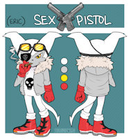 Sex Pistol(Eric) Ref Sheet by DeDe111 - sex, male, commission, glasses, jacket, digimon, anthro, imp, fluffy, pistol, design, character, sheet, eye, oc, guns, one, reference, skull, refsheet, impmon, cigar, sneakers, patch, eric, solo male, -dede-, dede, hardcorecandystore