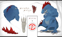 RisenRuin - commission by Raysh - fanart, male, commission, feet, tail, pokemon, paws, alligator, lizard, reptile, nsfw, reference, crocodile, maw, soles, feraligator