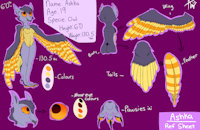 Ashka the Great Horned Owl (OLD REF) by SinisterToaster - female, purple, reference sheet, avian, owl, fursona, yellow eyes, feathered, original character, great horned owl