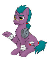 Slit Throat by jolliapplegirl - male, armor, unicorn, fallout, raider, fallout equestria, unicorn pony, oc:slit throat