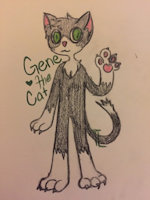 Gene temporary ref by GeneKittyBoi - male, reference sheet, fursona, tuxedo cat, temporary