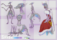 Spyda Character Ref by LuluAmore - purple, gray, alien, rainbow, sci-fi, blue, pink, grey, fiction, spider, character, sheet, ref, science, reference, scifi