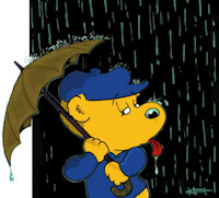 Ferald's Taste Of Rain by KeithWilliams - male, cartoon, umbrella, rain, art, ferret, character, drawing, characters, anthropomorphic, children, raining, kids, rainy, artwork, raindrops, ferrets, cartoons, raindrop