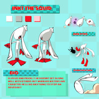 Inki the Squid by DrDoorknobbs - squid, character, sheet, ref, reference, mobian, charactersheet, cephalopod, commissionsopen, characterreference, characterref