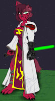 ~OC~ STAR WARS OC: Master Purrah~ *ref* by MasterStevo31 - feline, female, alien, scars, lightsaber, big boobs, star wars, original character, f, fan character, prosthetic arm, female/solo, jedi master, cybernetic arm, masterstevo31, star wars fan character, ear scracthed off