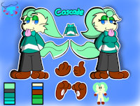 Cascade Reference Sheet by MintyTempest - female, male, reference sheet, feet, pokemon, paws, soles, leafeon, eeveelution, cascade