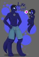 Luke Dogget by SindergEmber - male, otter, ref sheet, shirtless