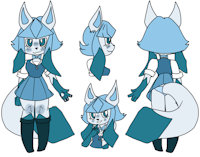 Himeko by Mythrica - female, pokemon, profile, fur, glaceon, back, fullbody, digitalart, charactersheet
