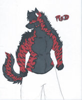 Don 'Red' De la Luna by Rumble - red, wolf, male, moon, canine, land, royal, brother, traditional, evil, don, prince, traditional art, de la luna, loona's