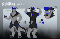 Ashitaka Wolf Ref Sheet - SFW Version (by Huffpup) by AshiWolf - wolf, male, reference sheet, lupine, ref, ref sheet, reference, ashi, sfw, ashitaka
