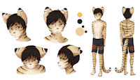 Ket by LemmyNiscuit - cub, boy, feline, male, tiger, swim trunks, shy, smile, young, sad, ref sheet, swimwear, smiling, awkward, male/solo, swimming trunks, young boy
