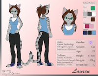 Neko Lauren character sheet Clothed version by Bio571 - cat, female