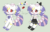 Luna the Lemurhusky by Paigetheunicorn - female, hybrid, adorable, pigtails, mobian, lunar, cutesy, pastel goth, lemurhusky