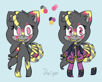 Zip the lemurhusky by Paigetheunicorn - female, hybrid, canine, pokemon, zipper, mobian, banette, curled tail, lemurhusky
