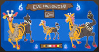 Eve Hallowind Reference Sheet (2018) by ClovenCraft - cute, female, mix, pokemon, cow, feral, halloween, giraffe, cool, creepy, fantasy, oc, psychic, mischief, fan art, mutant, spooky, chimera, vulture, mischievous, girafarig, spirits, ungulate, ghosts, cloven, pokesona, hoofer, medium, trickster, pokemon oc, mandibuzz, fan oc