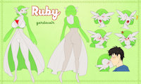 Daily Life with Breeding Pokemon: Character Sheet: Ruby by troy168 - kissing, female, male, commission, pokemon, character sheet, human, life, with, breeding, gardevoir, daily, daily life with breeding pokemon