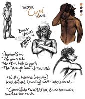 Anakuro Character Study: Cyn by Anakuro - sketch, nude, comic, male, bull, character sheet, profile, smoke, bovine, character, sheet, horns, ref, tall, buffalo, reference, smoking, expressions, cigarette, study, webcomic, bison, american bison, plantigrade, curly hair, facepalm, anakuro, male/solo, lanky, cyn