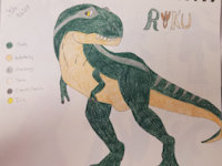 Roku the Tyrannosaur by CodaLeo - male, reference sheet, shy, dinosaur, tyrannosaurus rex