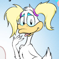 Babs Model Sheet by Bahlam - cub, female, blonde, bottomless, no pants, duck, babs, hatchling, model sheet, babette