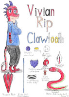 [2018 Revamp] Vivian Rip Clawtooth by PlasmaFang70 - female, fish, reptile, dinosaur, personal art, t-rex, rip, tyrannosaurus rex, vivian, conduit, electric eel, clawtooth