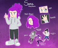 Sona by bluedrawin - reference sheet, chibi, human, ref, ref sheet, persona, sona, person, character ref, chibi human