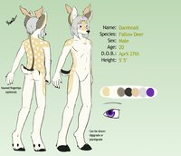 Damhnait ref sheet by Pandog - male, spots, deer, stag, fallow deer, buck, antlers, cervines