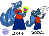 [Art Advancement] Comparisons (10 yrs) by Bluepaw - male, wings, heart, flower, dragonfox, foxdragon, shi'tra, art progression