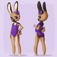 Trinity by LemmyNiscuit - girl, bunny, female, leotard, rabbit, hybrid, canine, ribbon, bow, german shepard, f/solo, lagomorph, female/solo, one-piece, girl/solo