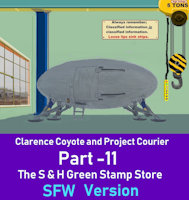 Clarence Coyote and Project Courier - Part 11 - The S&H Green Stamp Store - SFW Version by moyomongoose - fox, female, toys, raccoon, wolf, male, bear, otter, coyote, snow, wolverine, ferret, lynx, badger, opossum, pit bull, church, time machine, new mexico, year 1960, go cart