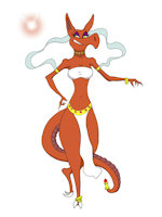Character Concept Art: The Goddess Helena by DragonLairGames - female, character sheet, divine, posing, goddess, teaser, concept art, kobold, skimpy outfit, female/solo, game development, skimpy clothing, dragon lair games