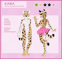 Reference Sheet for Kiara by Wen by Kiarakitten - diaper, cute, female, serval, reference sheet, dancing, anthro, clean, diaperfur, diapered, kiara, commissioned, grown-up, wen, leptailurus serval, kiarakitten