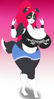 Ana Rose by SonataDragon - red, big, boobs, girl, breasts, female, metal, border collie, jeans, shorts, sexy, feet, chubby, black, hair, tits, busty, curves, tank top, metalhead, boder collie