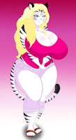Liz Guadalupe by SonataDragon - girl, feline, female, thick, feet, chubby, pink, white tiger, breast, lovely, t-shirt, thighs, busty, nails, big boobs, tank top, girlfriend, sandals, slightly, huge boobs, white tigress, blondehair, white pants