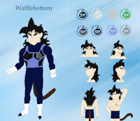 Waffle Ref Sheet 2019 by Itachislilgirl - male, reference sheet, refsheet, dragonball, dragon ball, saiyan, xenoverse, wafflebottom