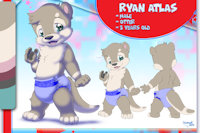 Ryan M Atlas by thatdude95 - babyfur, diaper, cub, male, reference sheet, otter