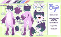 Muyu Refsheet 2019 by Saucy - reference sheet, evolution, fursona, refsheet, original species, non-binary, byochir