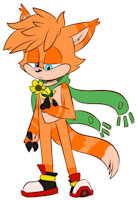 Tidus the Fox-Goat by TevenFoxHog - fox, goat, cute, male, hybrid, scarf, kawaii, serious, flower, hand