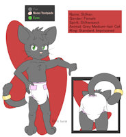 Stilken Reference by HydroFTT - babyfur, diaper, cub, cat, feline, female, butt, reference sheet, goth, housecat, reference, stilken, hydroftt, butt shot, diaper butt