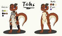 Tahs the Kobold by Cinix - female, character sheet, clean, reptile, armor, clothing, dungeons and dragons, kobold, d&d, dragonkin