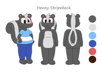 Henry Stripeback by Stripeback - male, reference sheet, skunk