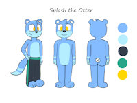 Splash the Otter by Stripeback - male, reference sheet, otter