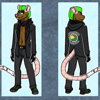 Daniel Reference - 2017 by Dakinu - leather, jacket, green, rat, mohawk, pink, brown, punk, rodent, biker, hands, chimera, bandanna, gangster, thug, america, daniel, ferris, shoelaces, dakinu