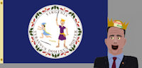 King Wannabe Ralph Northam by moyomongoose - male, human, virginia, trumpets, tyrant, governor, abuse of power, king wannabe, burger king crown, state flag